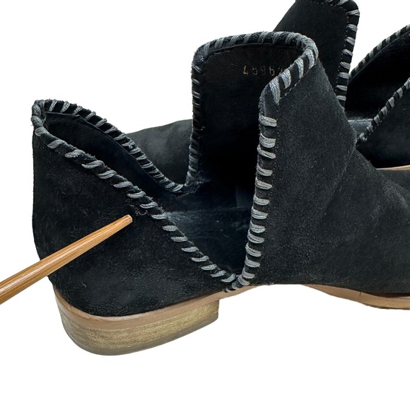Garnet Hill Italy Black Suede Whipstitch Cutout Ankle Booties EU 39 Women's 8.5 - Picture 6 of 6